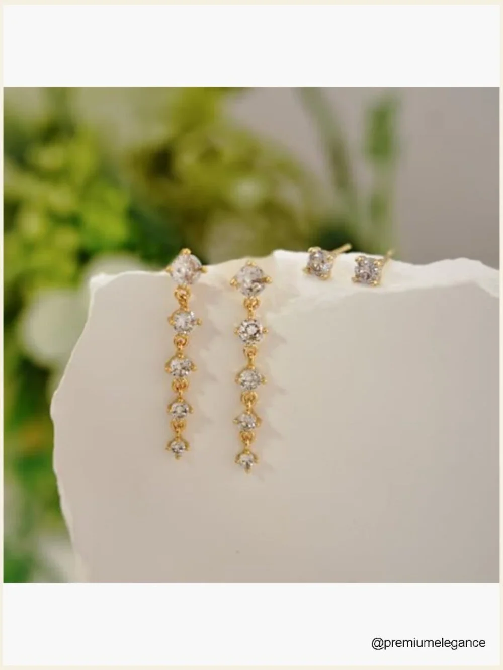 Gold Silver Plated CZ Dangle Stud Hoop Huggie Earring Set for Women